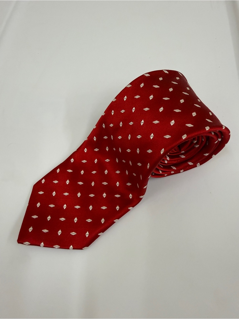 Robert Talbott Red Tie with Silver Diamond Motif